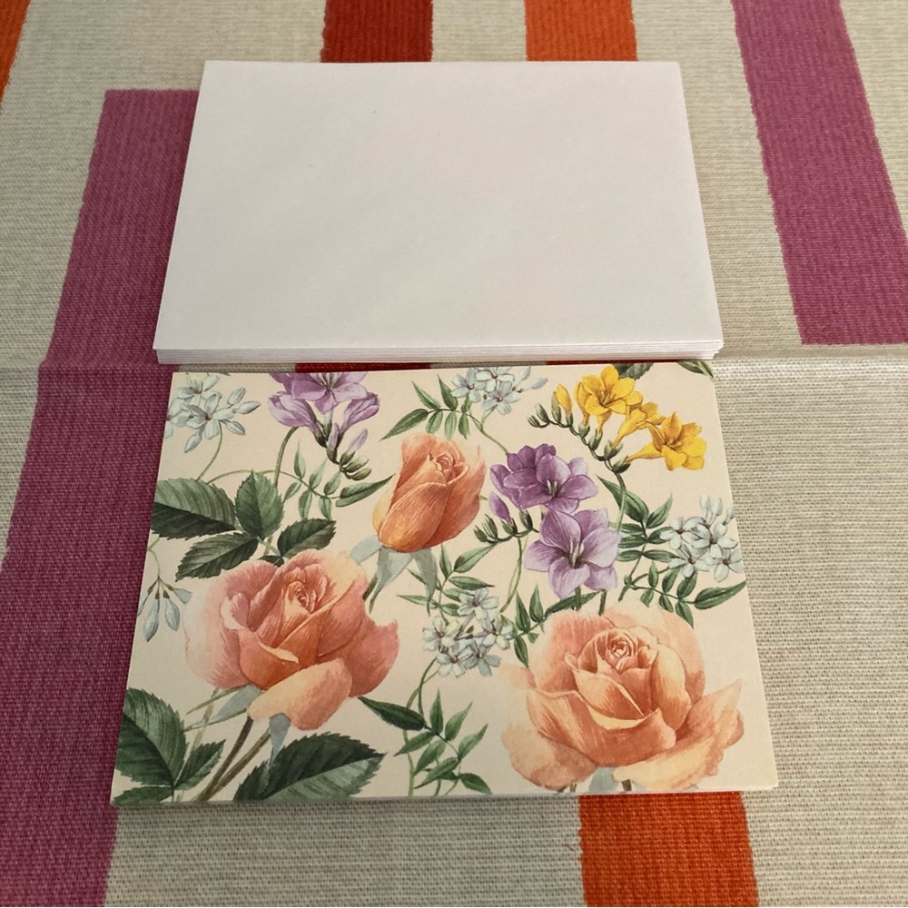 Vintage Carlton Note Cards Rose/ Floral Theme Set of 8 Note Cards & Envelopes